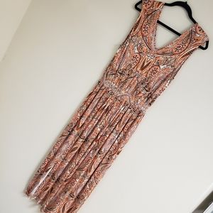 Giuliana Rancic Orange Paisley Maxi Dress size medium